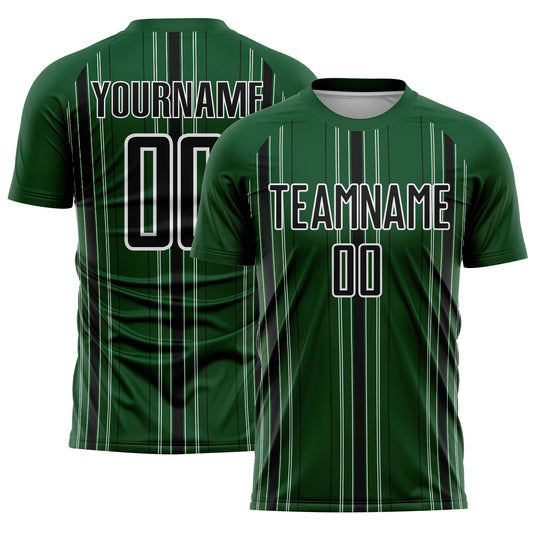 Custom Green Black-White Stripe Sublimation Soccer Uniform Jersey - Sky-Custom