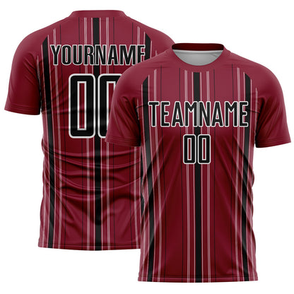 Custom Maroon Black-White Stripe Sublimation Soccer Uniform Jersey - Sky-Custom