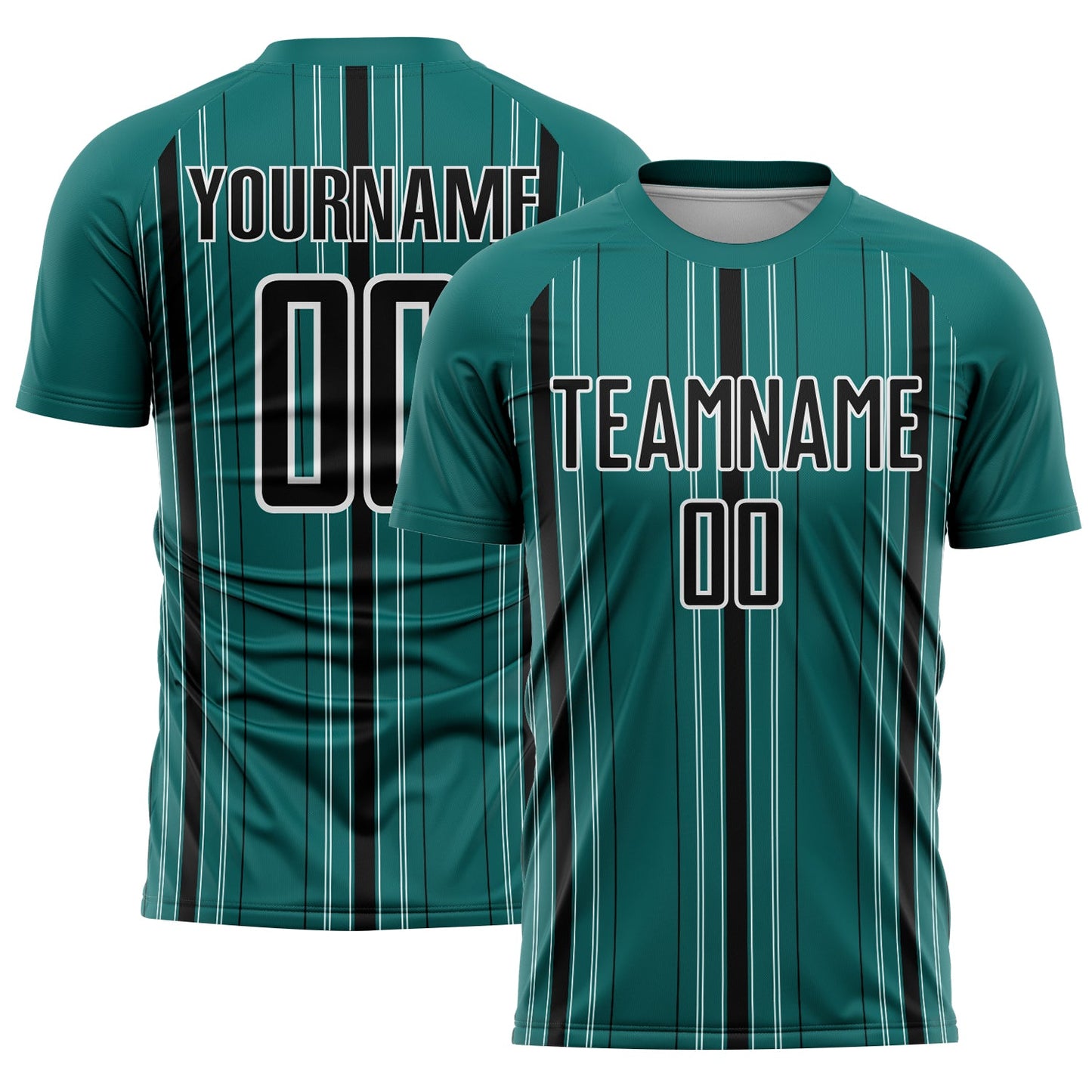 Custom Teal Black-White Stripe Sublimation Soccer Uniform Jersey - Sky-Custom