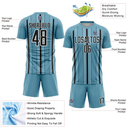 Custom Shadow Blue Black-White Stripe Sublimation Soccer Uniform Jersey - Sky-Custom