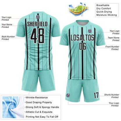 Custom Ice Blue Black-White Stripe Sublimation Soccer Uniform Jersey - Sky-Custom