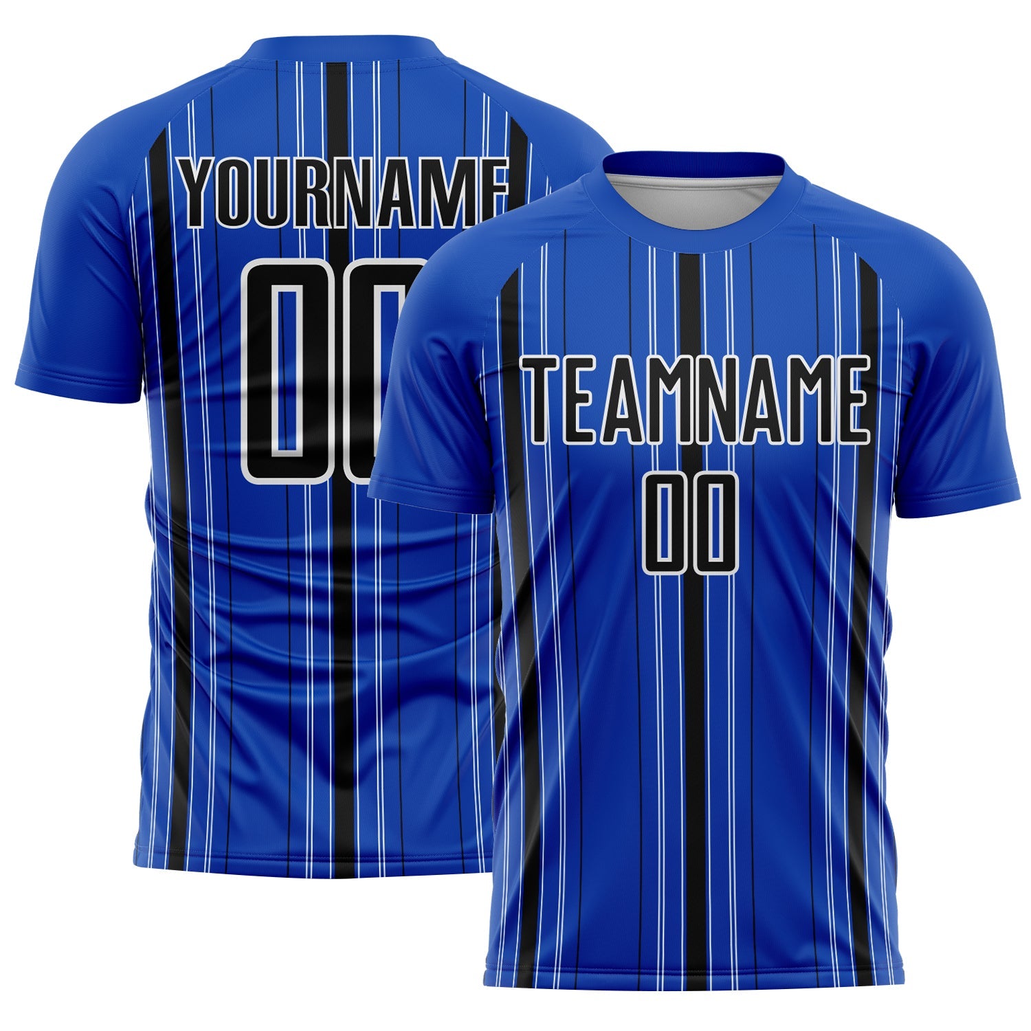 Custom Thunder Blue Black-White Stripe Sublimation Soccer Uniform Jersey - Sky-Custom