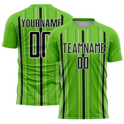 Custom Aurora Green Black-White Stripe Sublimation Soccer Uniform Jersey - Sky-Custom