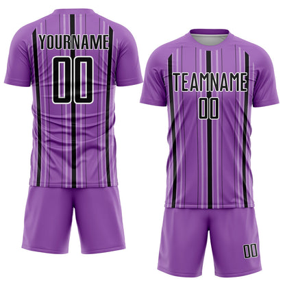 Custom Medium Purple Black-White Stripe Sublimation Soccer Uniform Jersey - Sky-Custom