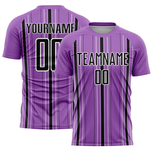 Custom Medium Purple Black-White Stripe Sublimation Soccer Uniform Jersey - Sky-Custom