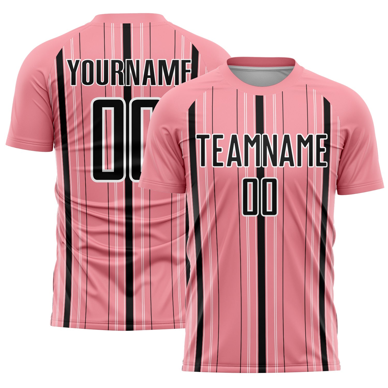 Custom Medium Pink Black-White Stripe Sublimation Soccer Uniform Jersey - Sky-Custom
