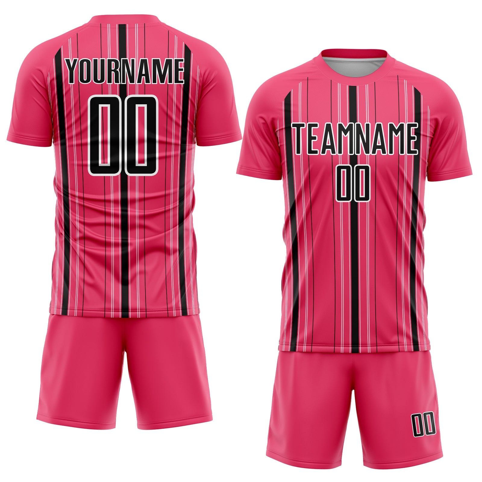 Custom Neon Pink Black-White Stripe Sublimation Soccer Uniform Jersey - Sky-Custom