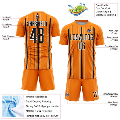 Custom Bay Orange Black-White Stripe Sublimation Soccer Uniform Jersey - Sky-Custom