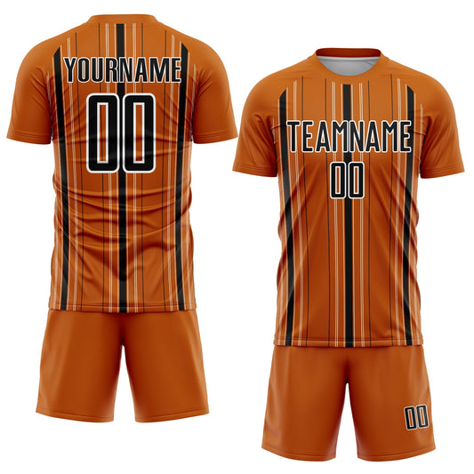 Custom Texas Orange Black-White Stripe Sublimation Soccer Uniform Jersey - Sky-Custom
