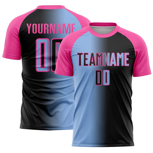 Custom Black Light Blue-Pink Sublimation Gradient Fashion Soccer Uniform Jersey - Sky-Custom