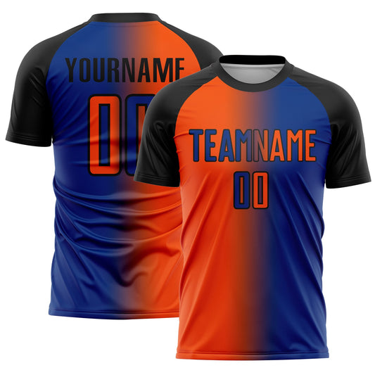 Custom Royal Orange-Black Sublimation Gradient Fashion Soccer Uniform Jersey - Sky-Custom