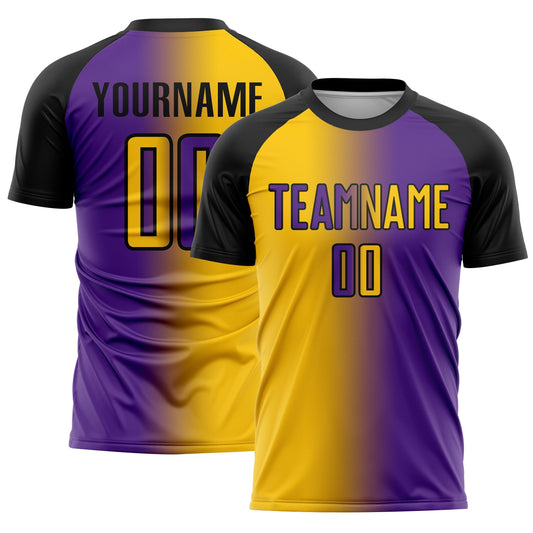 Custom Purple Yellow-Black Sublimation Gradient Fashion Soccer Uniform Jersey - Sky-Custom