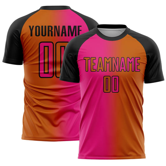 Custom Texas Orange Hot Pink-Black Sublimation Gradient Fashion Soccer Uniform Jersey - Sky-Custom