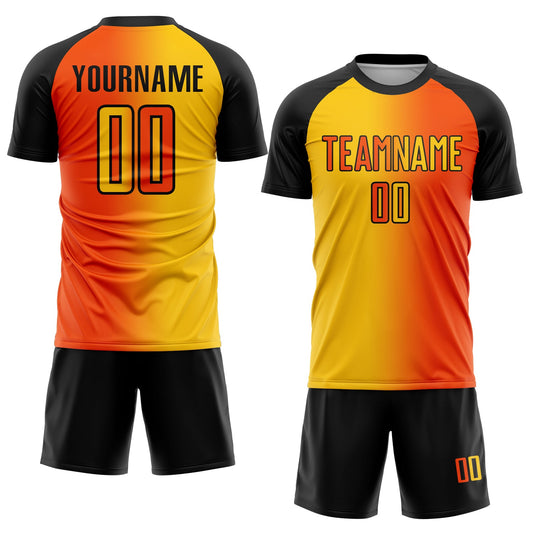 Custom Orange Yellow-Black Sublimation Gradient Fashion Soccer Uniform Jersey - Sky-Custom