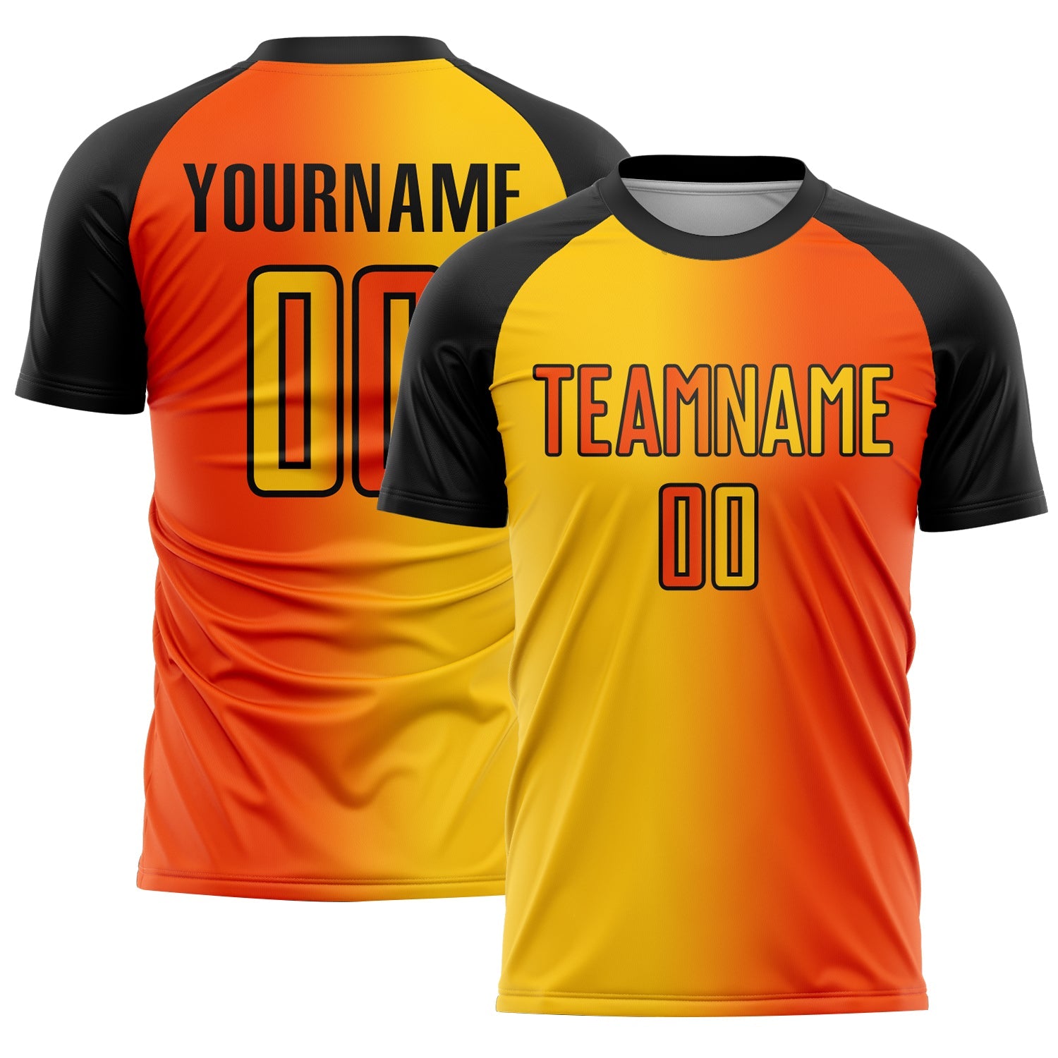 Custom Orange Yellow-Black Sublimation Gradient Fashion Soccer Uniform Jersey - Sky-Custom