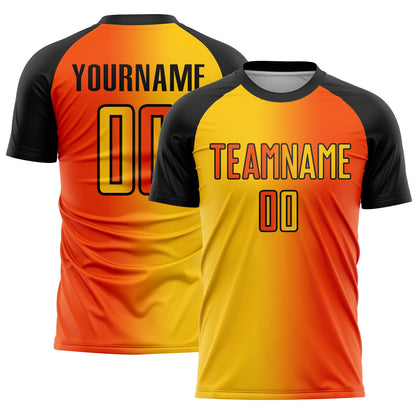 Custom Orange Yellow-Black Sublimation Gradient Fashion Soccer Uniform Jersey - Sky-Custom