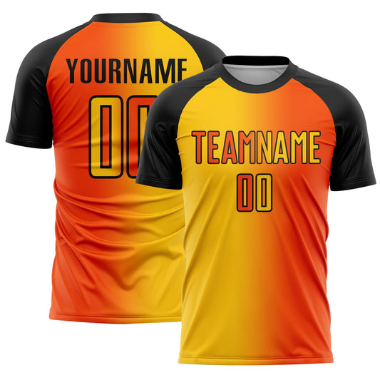 Custom Orange Yellow-Black Sublimation Gradient Fashion Soccer Uniform Jersey - Sky-Custom