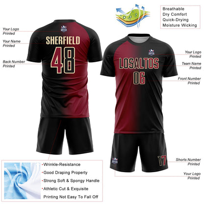 Custom Black Crimson-Cream Sublimation Gradient Fashion Soccer Uniform Jersey - Sky-Custom