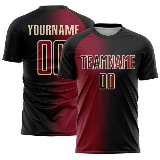 Custom Black Crimson-Cream Sublimation Gradient Fashion Soccer Uniform Jersey - Sky-Custom