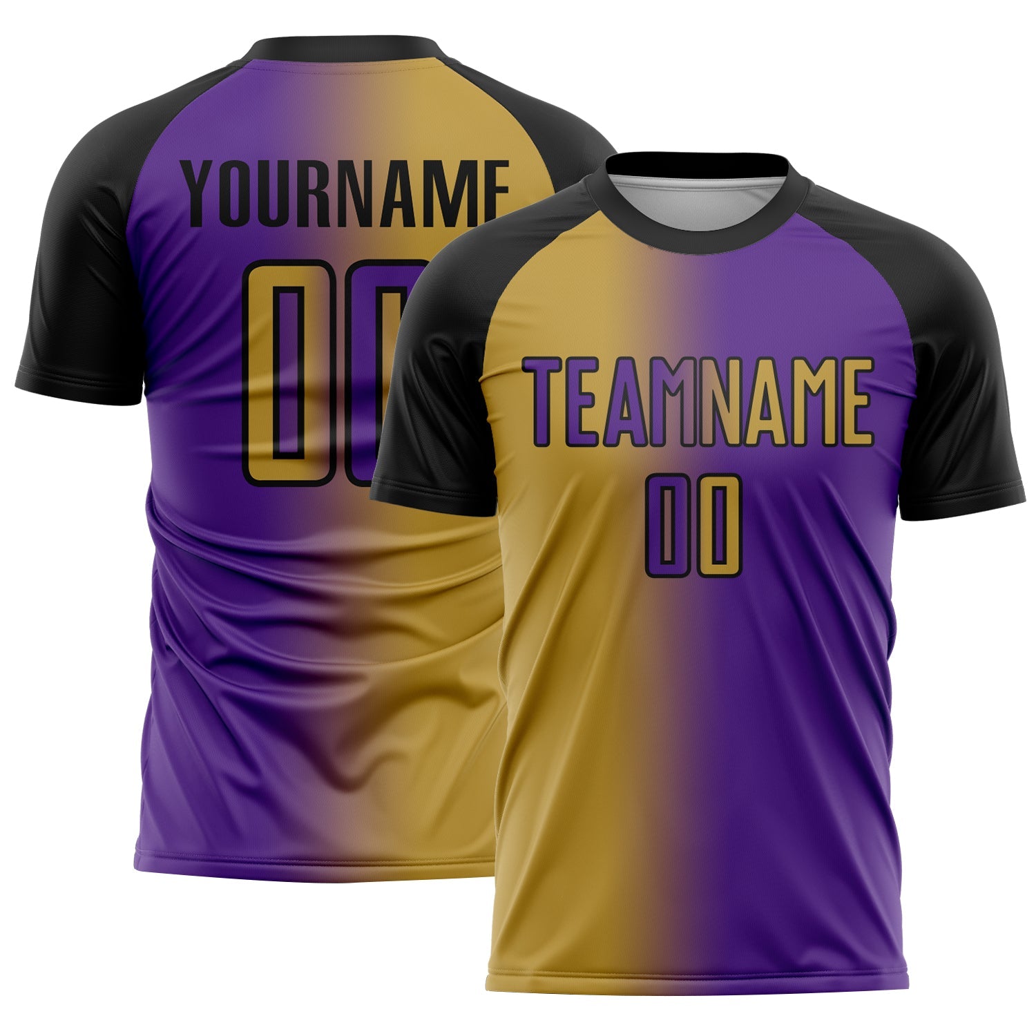 Custom Purple Old Gold-Black Sublimation Gradient Fashion Soccer Uniform Jersey - Sky-Custom