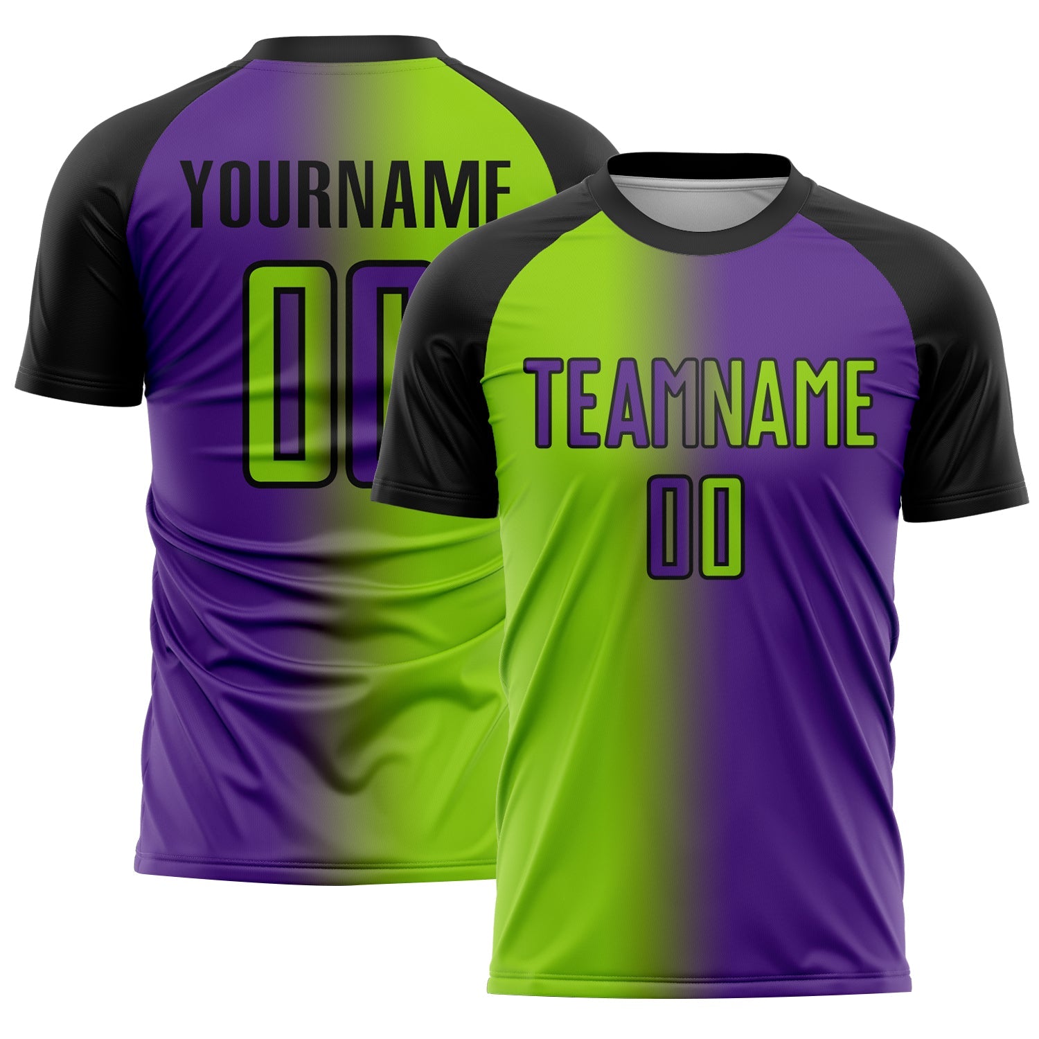 Custom Purple Neon Green-Black Sublimation Gradient Fashion Soccer Uniform Jersey - Sky-Custom