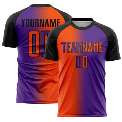 Custom Purple Orange-Black Sublimation Gradient Fashion Soccer Uniform Jersey - Sky-Custom