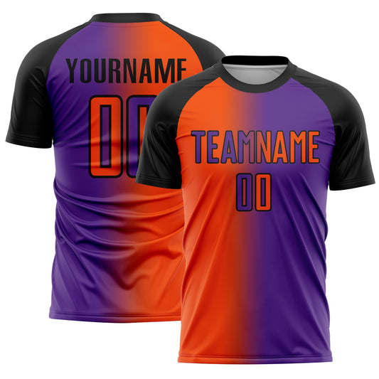 Custom Purple Orange-Black Sublimation Gradient Fashion Soccer Uniform Jersey - Sky-Custom