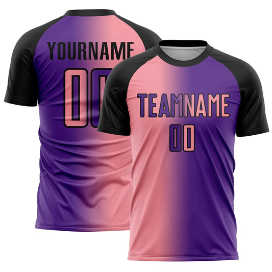 Custom Purple Medium Pink-Black Sublimation Gradient Fashion Soccer Uniform Jersey - Sky-Custom