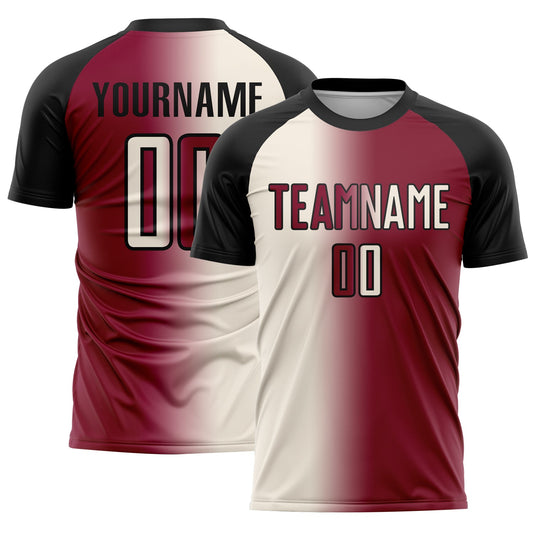 Custom Maroon Cream-Black Sublimation Gradient Fashion Soccer Uniform Jersey - Sky-Custom