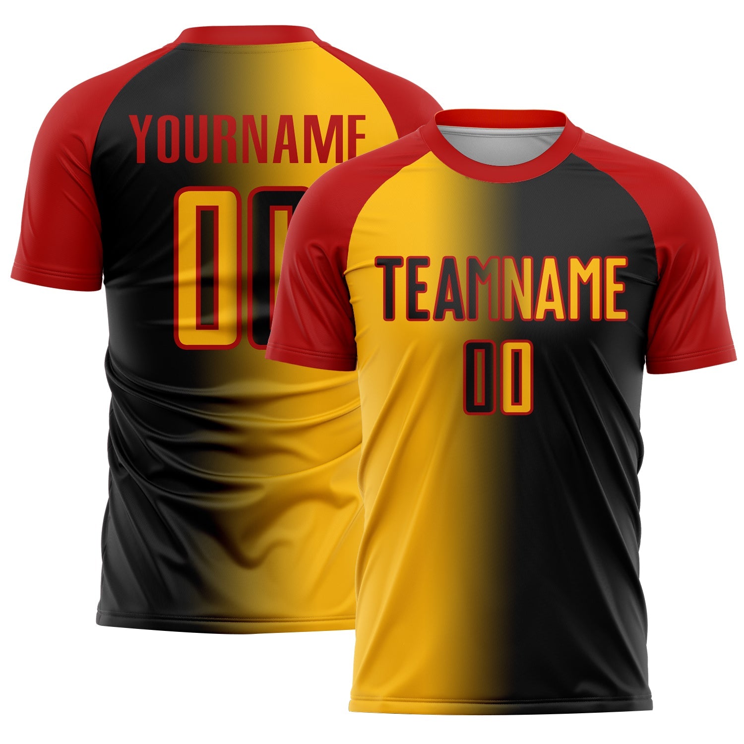 Custom Black Gold-Red Sublimation Gradient Fashion Soccer Uniform Jersey - Sky-Custom