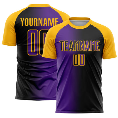 Custom Black Purple-Gold Sublimation Gradient Fashion Soccer Uniform Jersey - Sky-Custom