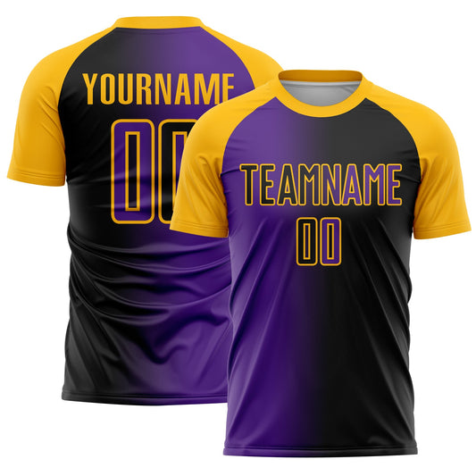 Custom Black Purple-Gold Sublimation Gradient Fashion Soccer Uniform Jersey - Sky-Custom