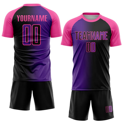 Custom Black Purple-Pink Sublimation Gradient Fashion Soccer Uniform Jersey - Sky-Custom