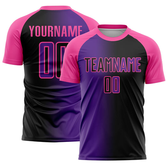 Custom Black Purple-Pink Sublimation Gradient Fashion Soccer Uniform Jersey - Sky-Custom