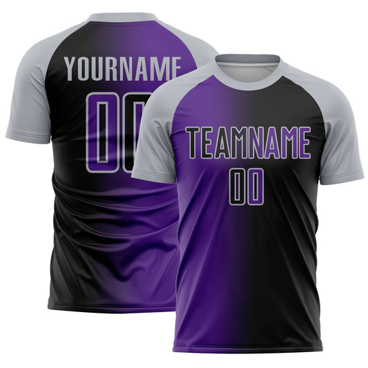 Custom Black Purple-Gray Sublimation Gradient Fashion Soccer Uniform Jersey - Sky-Custom