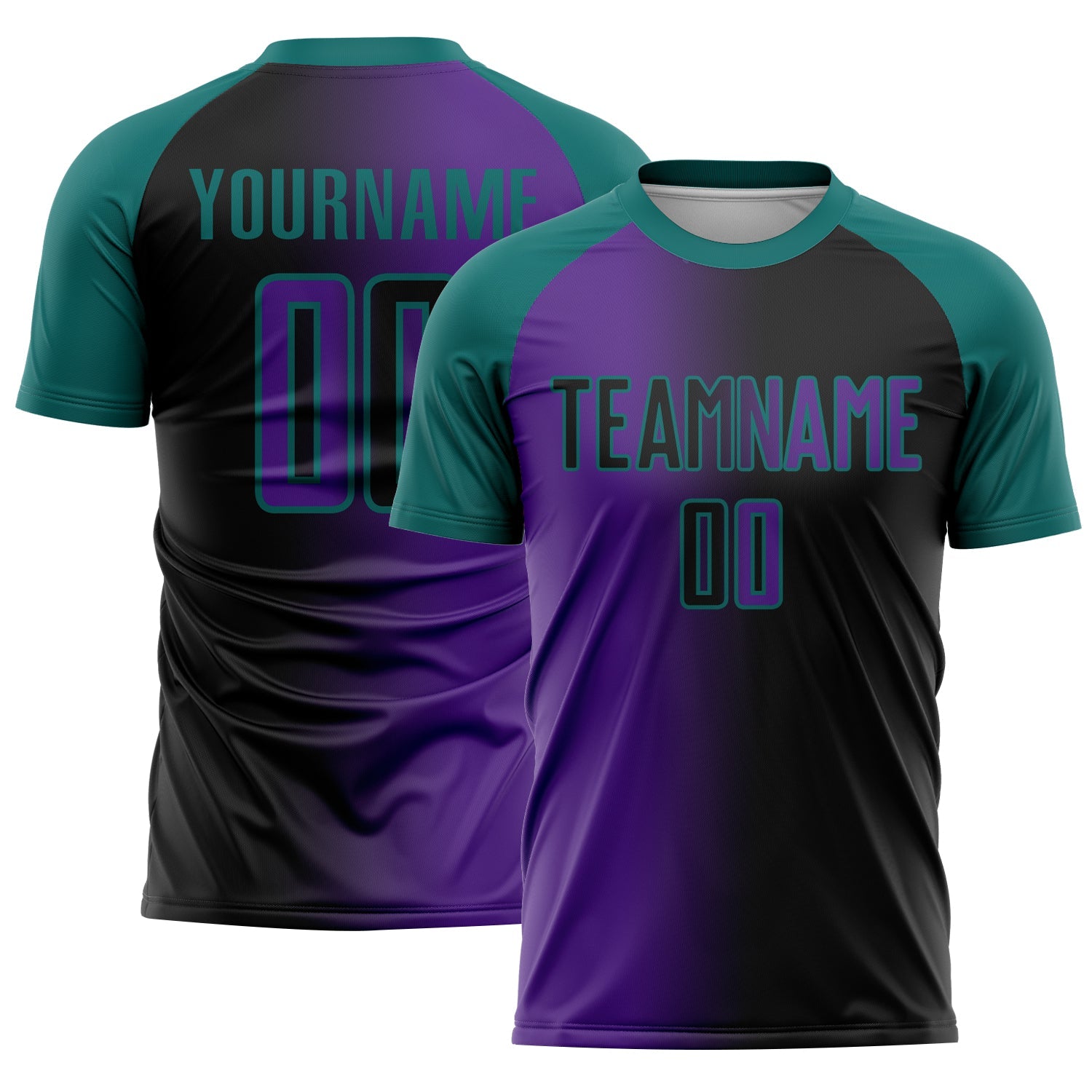 Custom Black Purple-Teal Sublimation Gradient Fashion Soccer Uniform Jersey - Sky-Custom