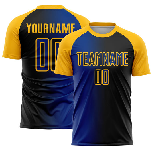 Custom Black Royal-Gold Sublimation Gradient Fashion Soccer Uniform Jersey - Sky-Custom