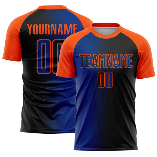 Custom Black Royal-Orange Sublimation Gradient Fashion Soccer Uniform Jersey - Sky-Custom