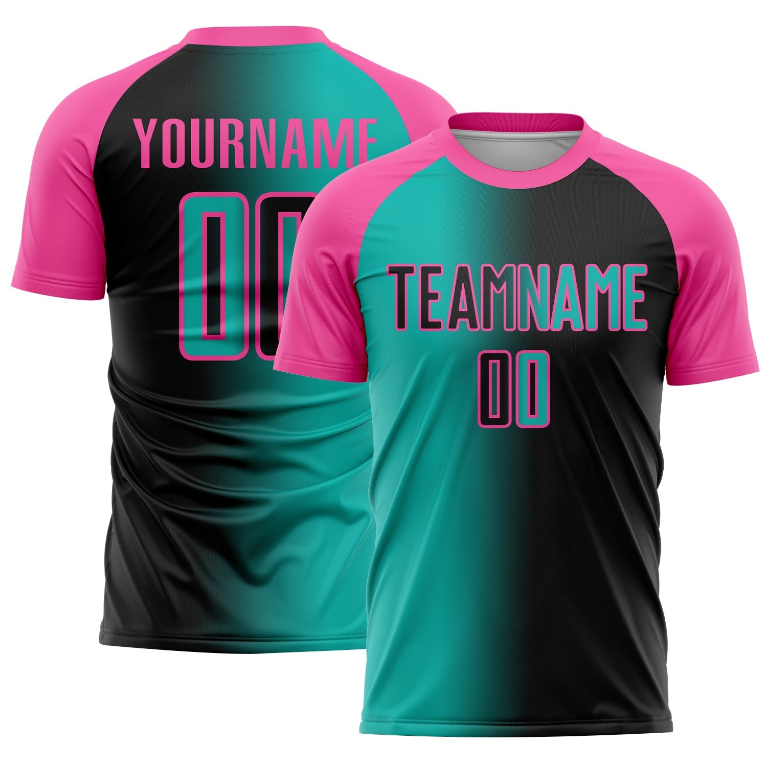 Custom Black Aqua-Pink Sublimation Gradient Fashion Soccer Uniform Jersey - Sky-Custom
