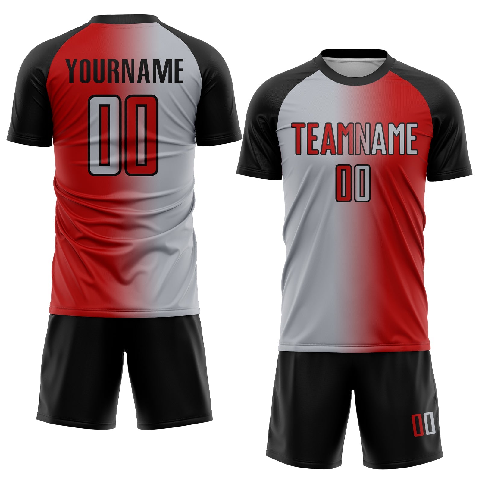 Custom Red Gray-Black Sublimation Gradient Fashion Soccer Uniform Jersey - Sky-Custom