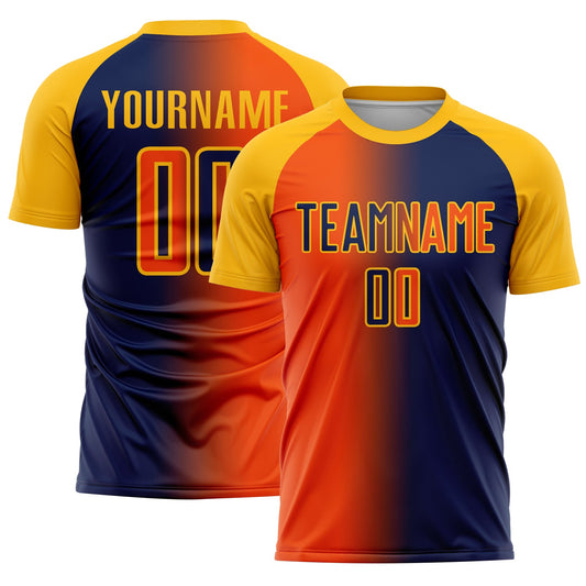 Custom Navy Orange-Gold Sublimation Gradient Fashion Soccer Uniform Jersey - Sky-Custom