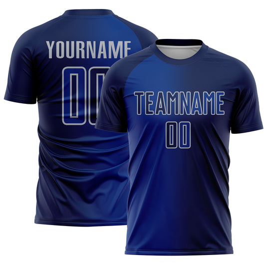 Custom Navy Royal-Gray Sublimation Gradient Fashion Soccer Uniform Jersey - Sky-Custom
