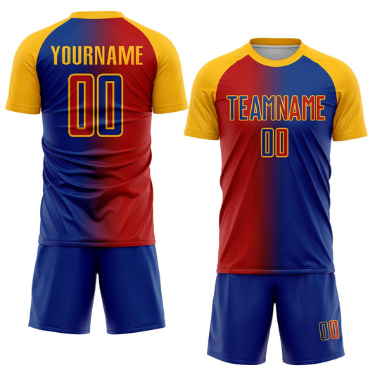Custom Royal Red-Gold Sublimation Gradient Fashion Soccer Uniform Jersey - Sky-Custom