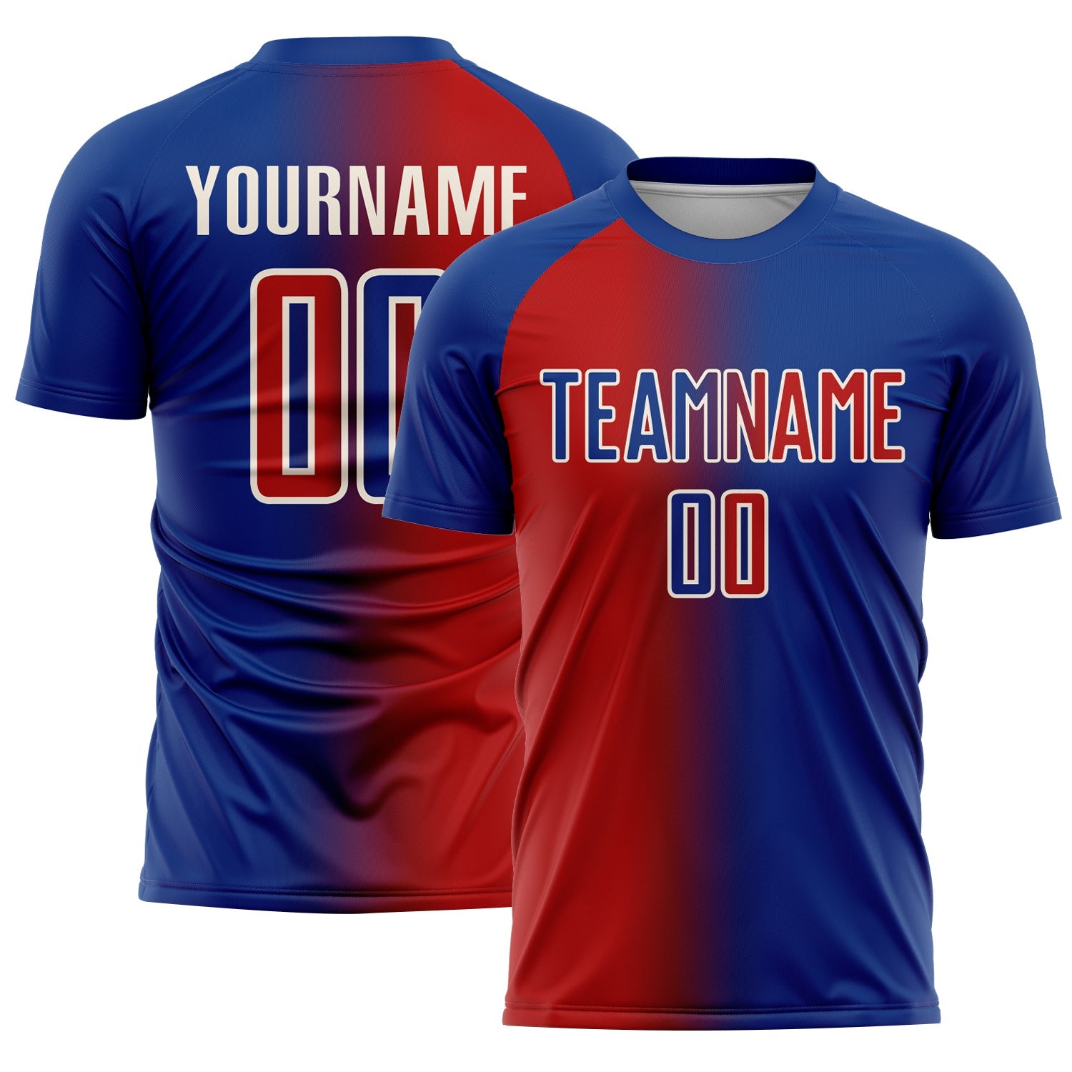 Custom Royal Red-Cream Sublimation Gradient Fashion Soccer Uniform Jersey - Sky-Custom