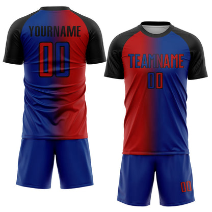 Custom Royal Red-Black Sublimation Gradient Fashion Soccer Uniform Jersey - Sky-Custom
