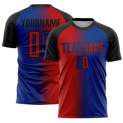 Custom Royal Red-Black Sublimation Gradient Fashion Soccer Uniform Jersey - Sky-Custom