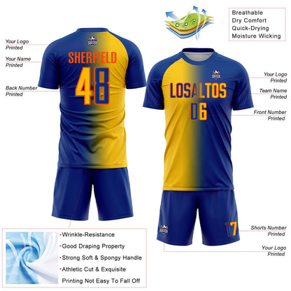 Custom Royal Yellow-Orange Sublimation Gradient Fashion Soccer Uniform Jersey - Sky-Custom