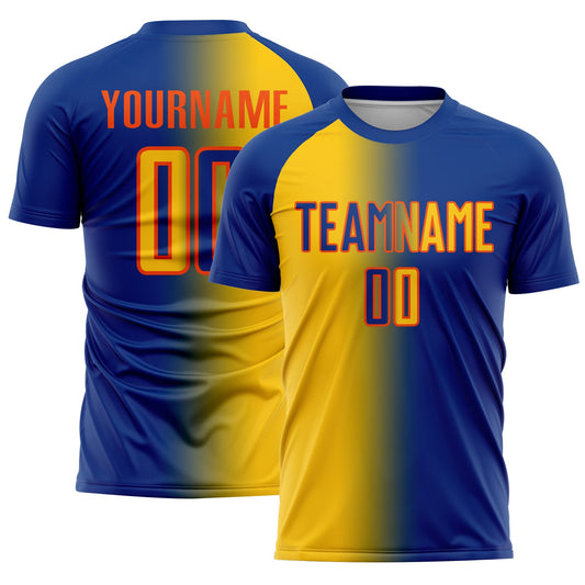 Custom Royal Yellow-Orange Sublimation Gradient Fashion Soccer Uniform Jersey - Sky-Custom