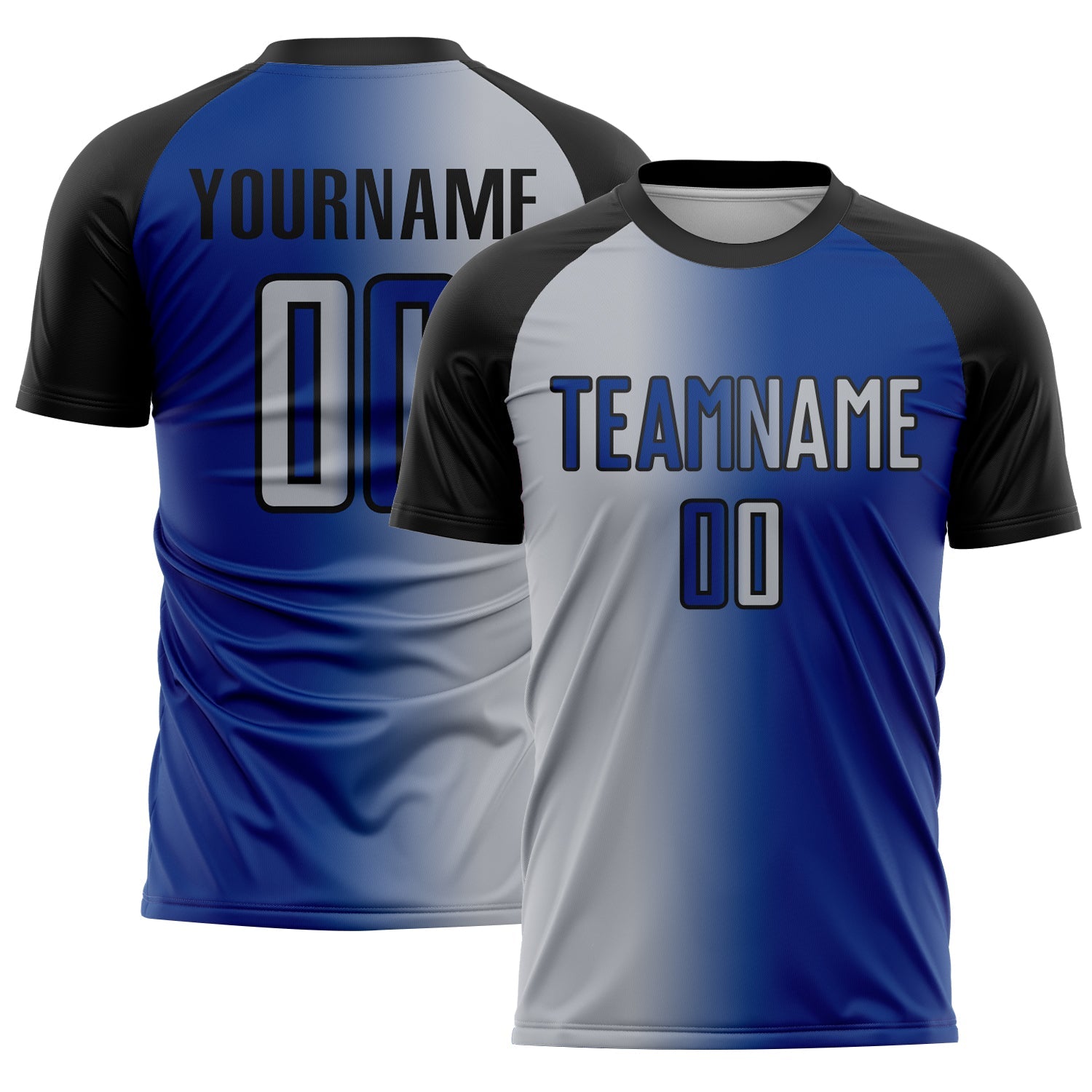 Custom Royal Gray-Black Sublimation Gradient Fashion Soccer Uniform Jersey - Sky-Custom