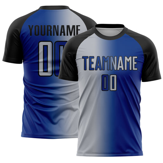 Custom Royal Gray-Black Sublimation Gradient Fashion Soccer Uniform Jersey - Sky-Custom